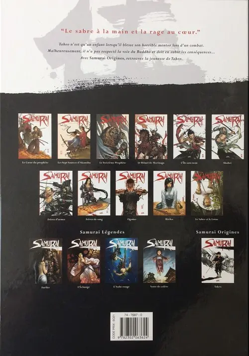 Verso de l'album Samurai Origines Tome 1 Takeo