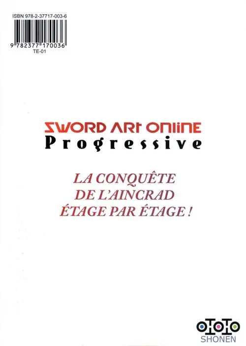 Verso de l'album Sword Art Online - Progressive 005