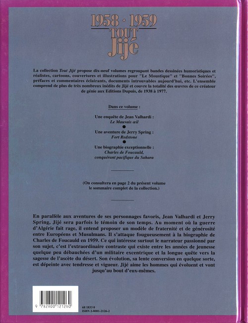 Verso de l'album Tout Jijé Tome 7 1958-1959