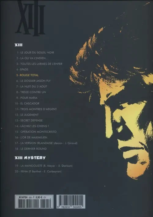 Verso de l'album XIII Tome 5 Rouge total