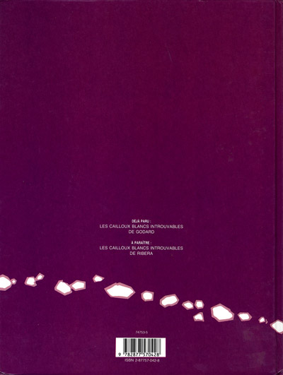Verso de l'album Les cailloux blancs introuvables de Godard