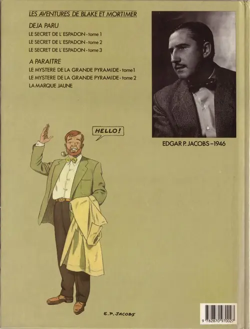 Verso de l'album Blake et Mortimer Tome 1 Le Secret de l'Espadon