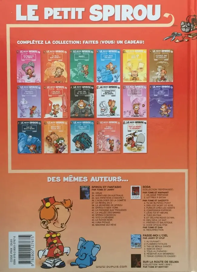 Verso de l'album Le Petit Spirou Tome 8 T'as qu'à t'retenir !