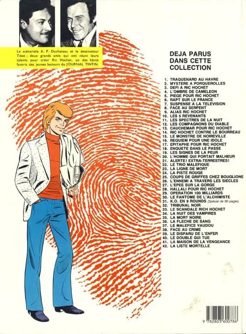 Verso de l'album Ric Hochet Tome 7 Suspense à la télévision