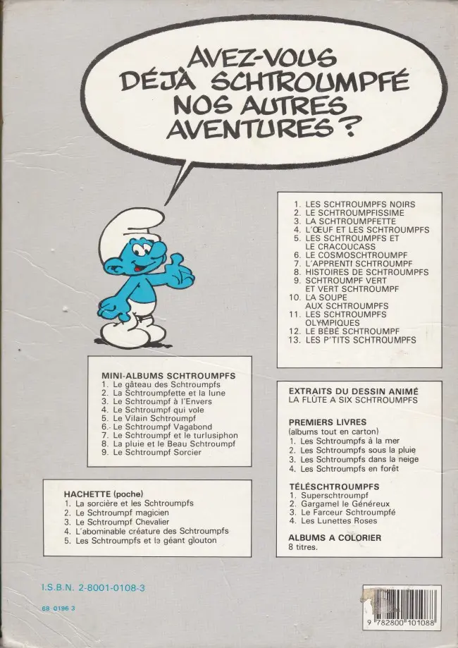 Verso de l'album Les Schtroumpfs Tome 1 Les Schtroumpfs noirs