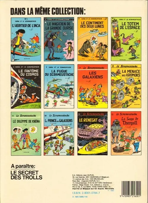 Verso de l'album Le Scrameustache Tome 10 Le prince des galaxiens