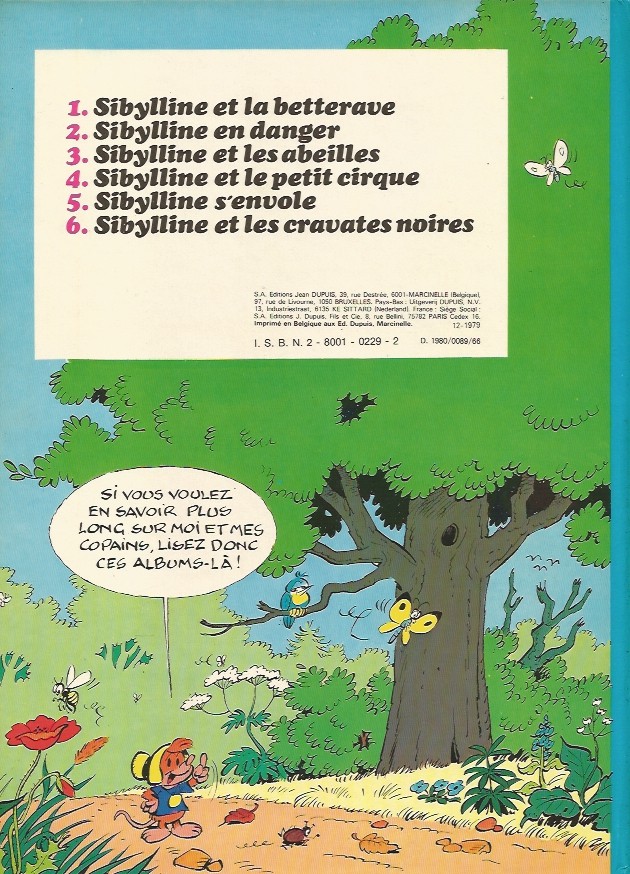 Verso de l'album Sibylline - Dupuis Tome 2 Sibylline en danger