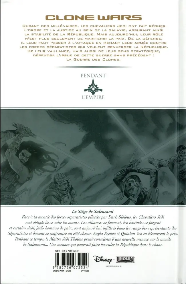 Verso de l'album Star Wars - Clone Wars Tome 9 Le siège de Saleucami