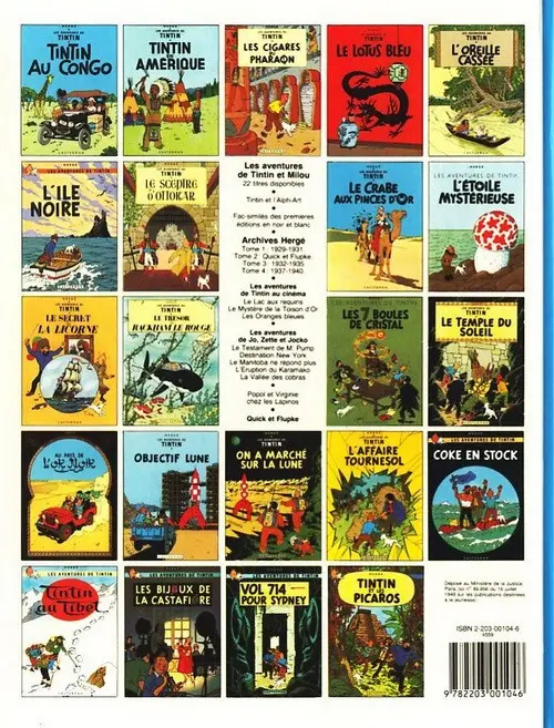 Verso de l'album Tintin Tome 5 Le lotus bleu
