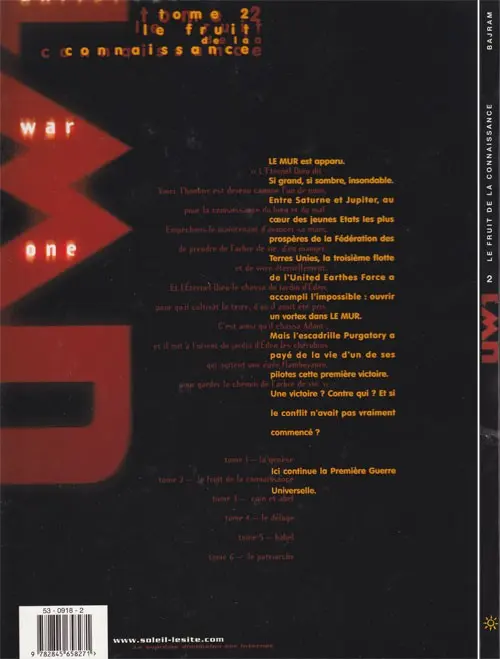 Verso de l'album Universal War One Tome 2 Le fruit de la connaissance