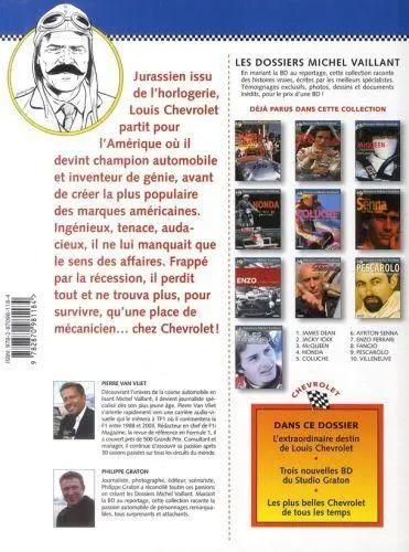 Verso de l'album Dossiers Michel Vaillant Tome 11 Louis Chevrolet - Never give up