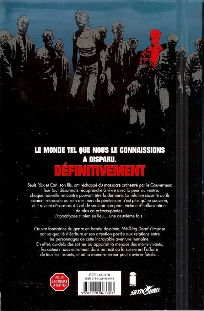 Verso de l'album Walking Dead Tomes 9 et 10 Ceux qui restent - Vers quel avenir ?