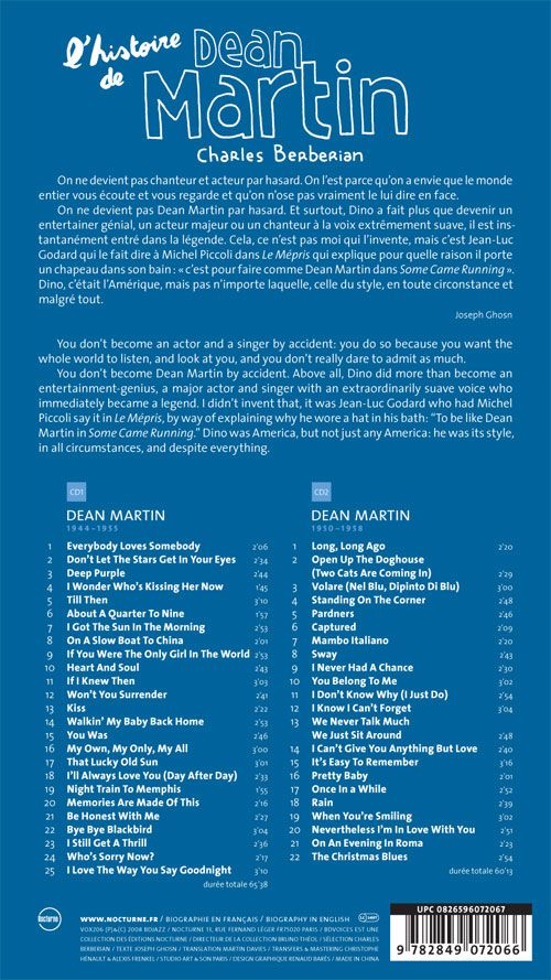 Verso de l'album BD Voices L'histoire de Dean Martin