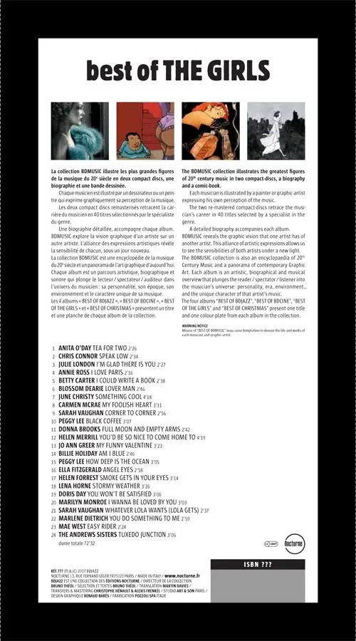 Verso de l'album BD Jazz Best of the Girls