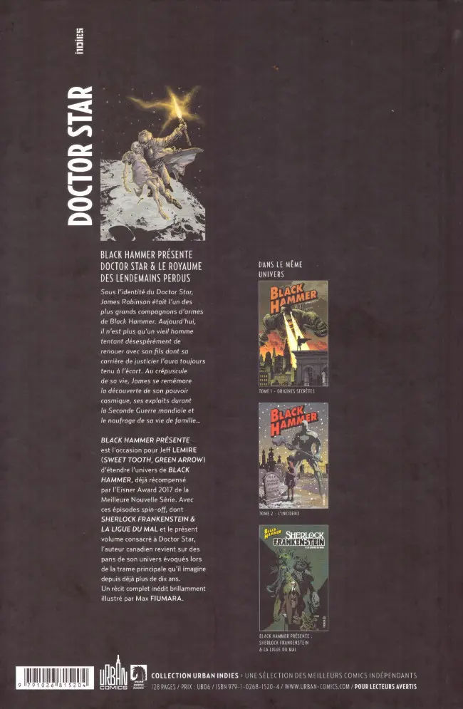 Verso de l'album Black Hammer Doctor Star & le royaume des lendemains perdus