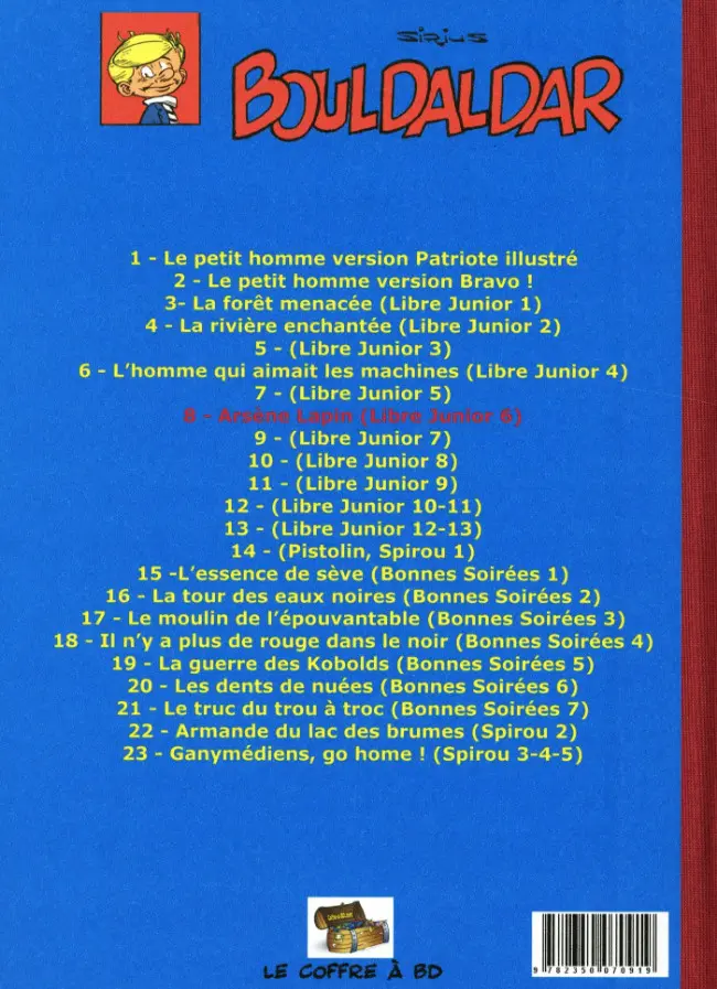 Verso de l'album Bouldaldar et Colégram Tome 8 Arsène Lapin