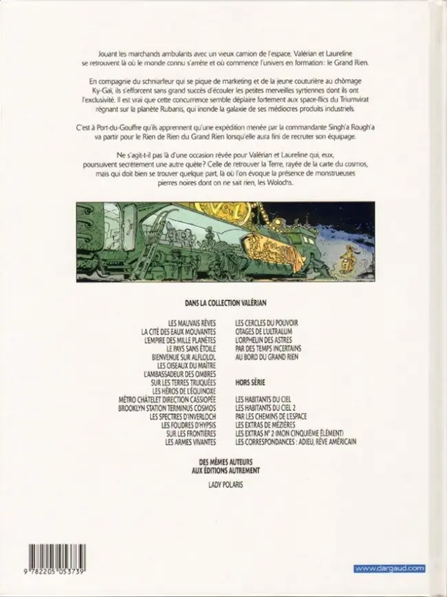 Verso de l'album Valérian Tome 19 Au bord du Grand Rien