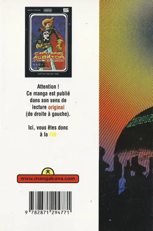 Verso de l'album Capitaine Albator - Le pirate de l'espace 5 Captain Harlock (n°05)