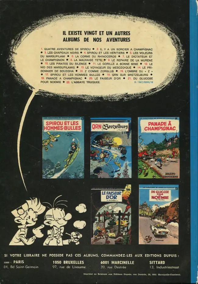 Verso de l'album Spirou et Fantasio Tome 11 Le gorille a bonne mine