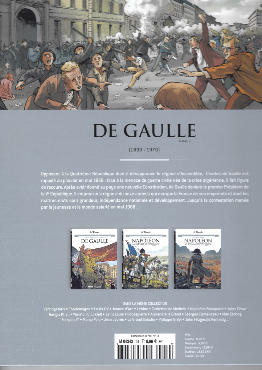 Verso de l'album Les grands personnages de l'Histoire en bandes dessinées Tome 54 De Gaulle - Tome 3
