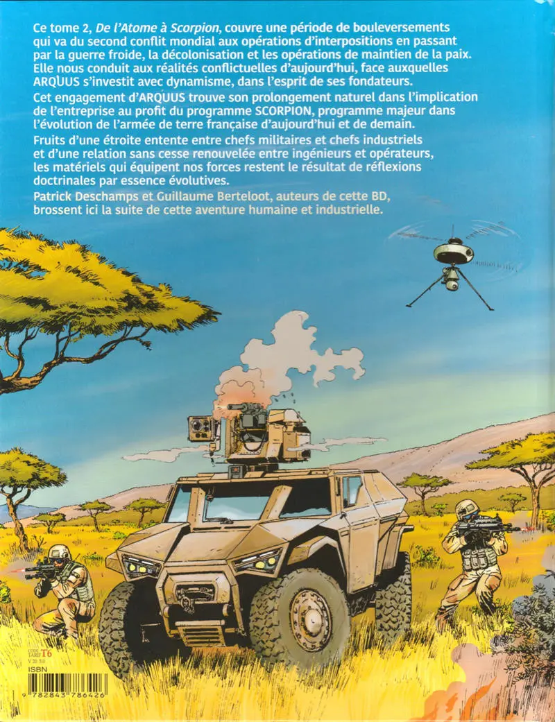 Verso de l'album La chevauchée d'Arquus Tome 2 1941-2020 de l'atome à scorpion