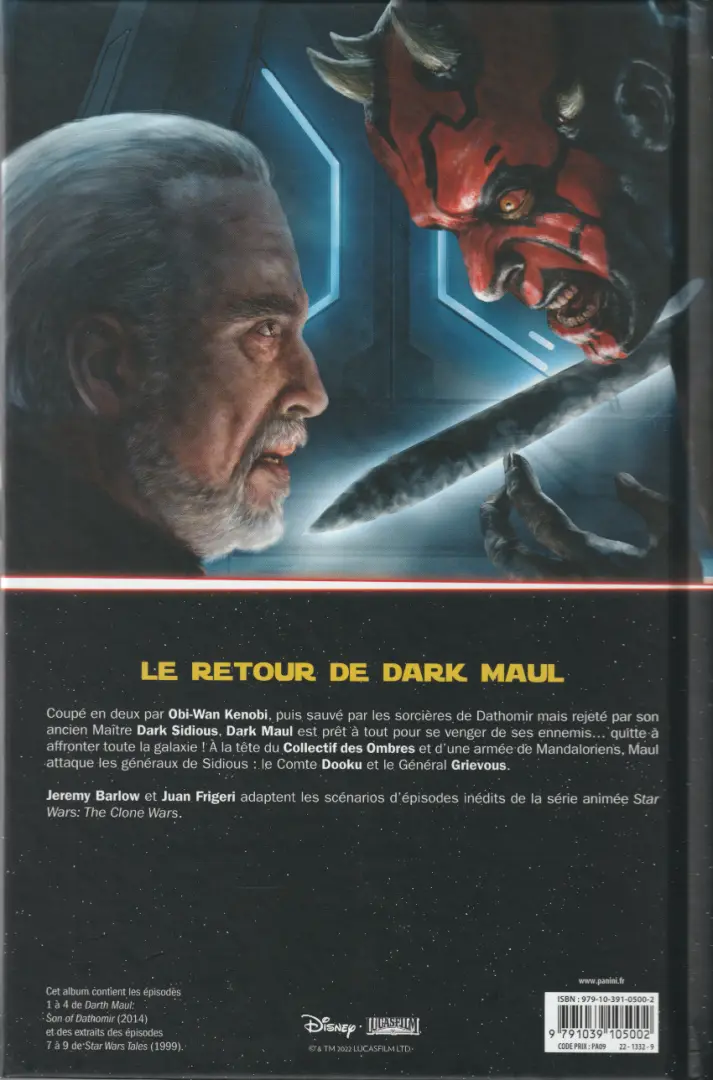 Verso de l'album Star Wars - Dark Maul Fils de Dathomir
