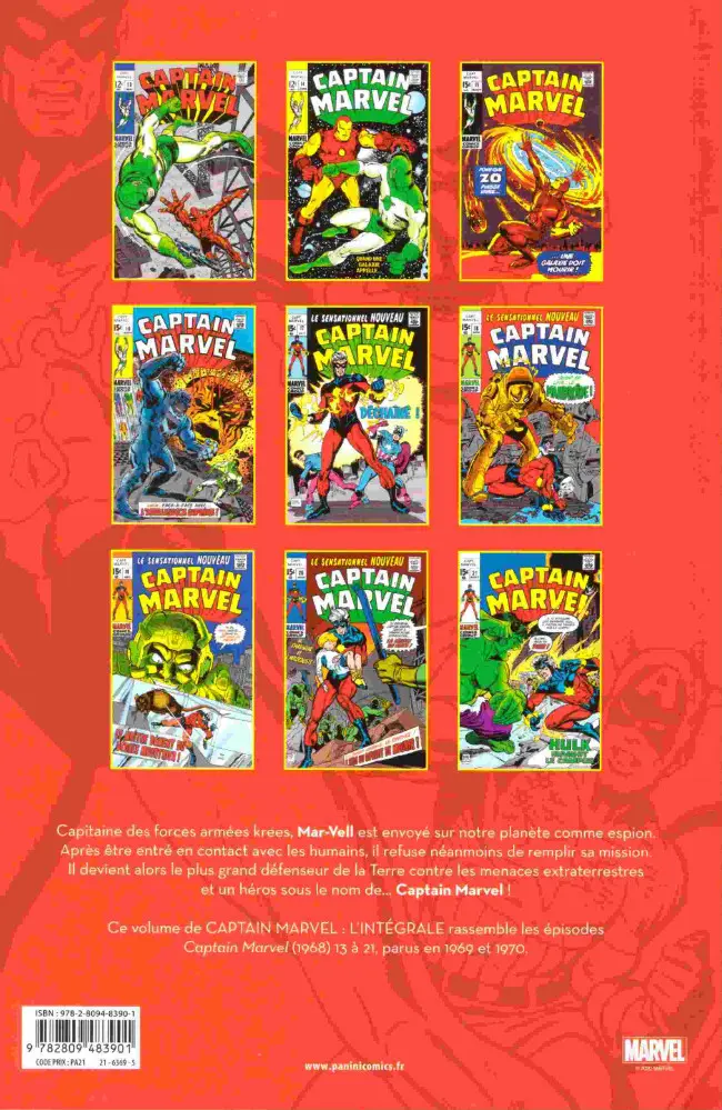 Verso de l'album Captain Marvel - L'intégrale Tome 2 1969-1970