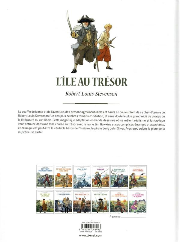 Verso de l'album Les Grands Classiques de la littérature en bande dessinée Tome 2 L'île au trésor en BD