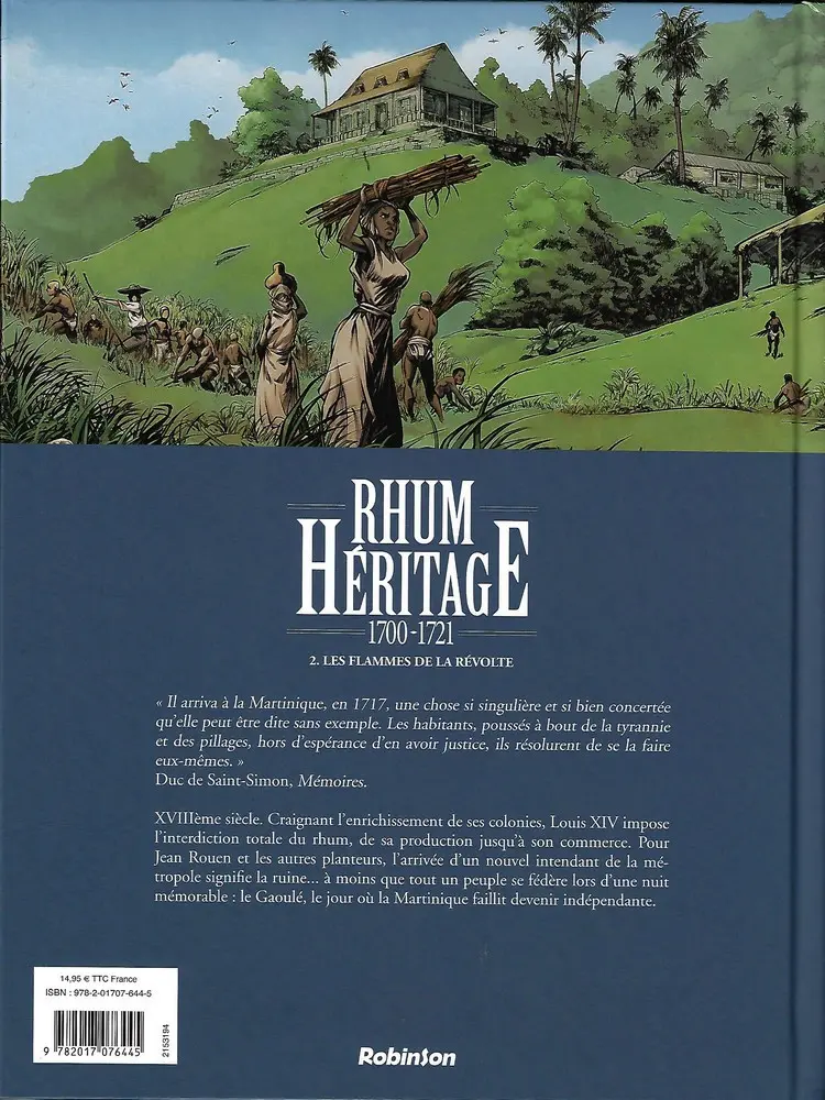 Verso de l'album Rhum héritage 2 Les flammes de la révolte