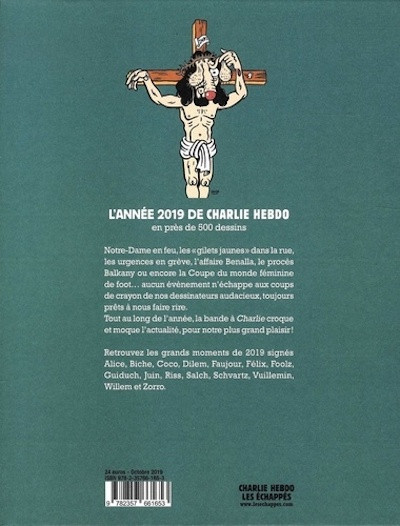 Verso de l'album Charlie Hebdo - Une année de dessins Pas vu, pas pris