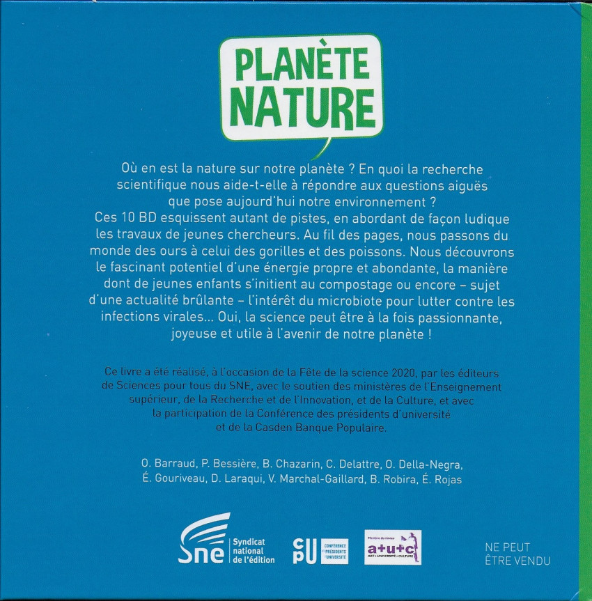 Verso de l'album Sciences en bulles 2 Planète nature