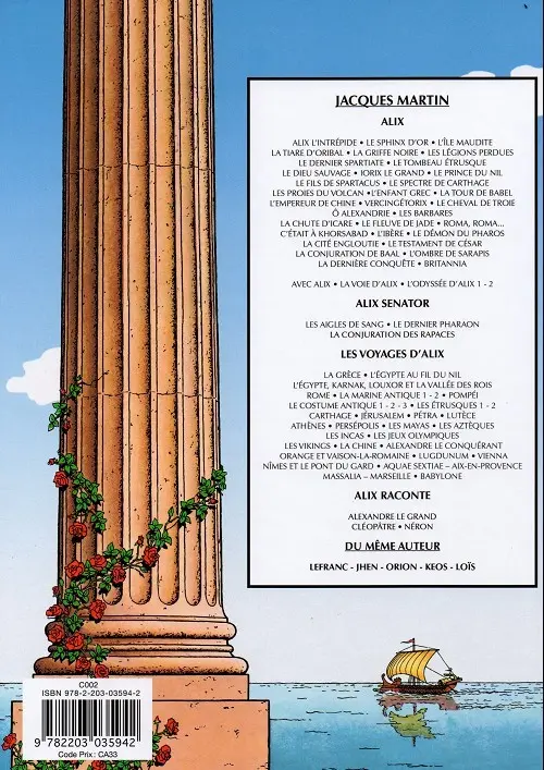 Verso de l'album Alix Tome 30 La conjuration de Baal