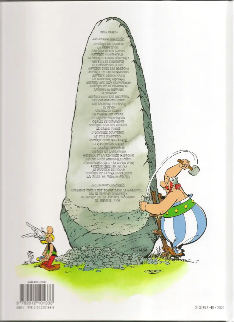 Verso de l'album Astérix Tome 1 Astérix le Gaulois