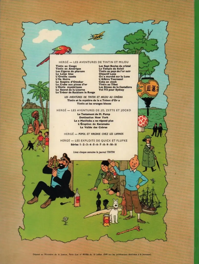 Verso de l'album Tintin Tome 18 L'affaire Tournesol