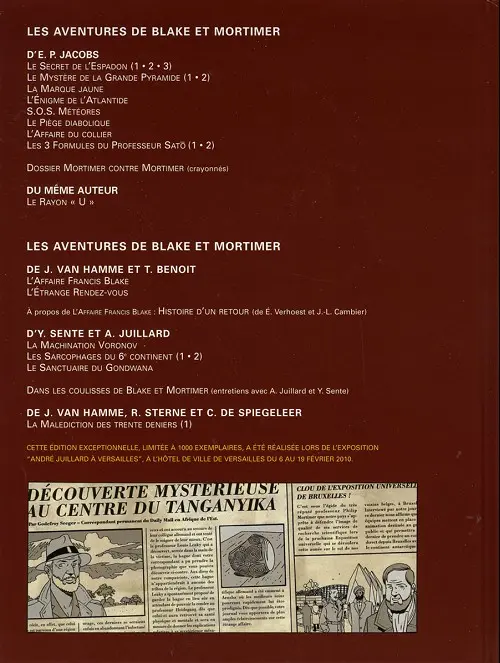 Verso de l'album Blake et Mortimer Tome 18 Le Sanctuaire du Gondwana
