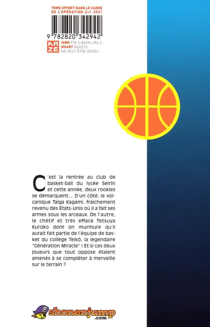 Verso de l'album Kuroko's Basket 1