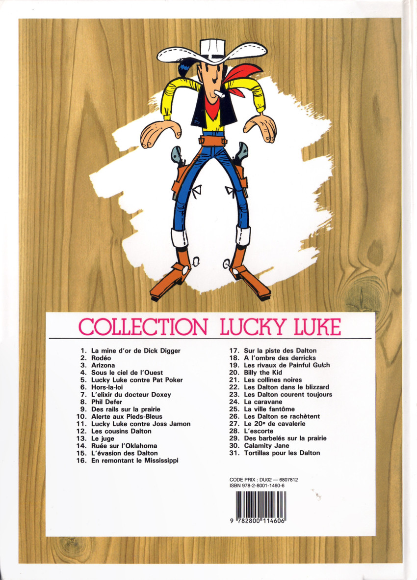 Verso de l'album Lucky Luke Tome 20 Billy the Kid