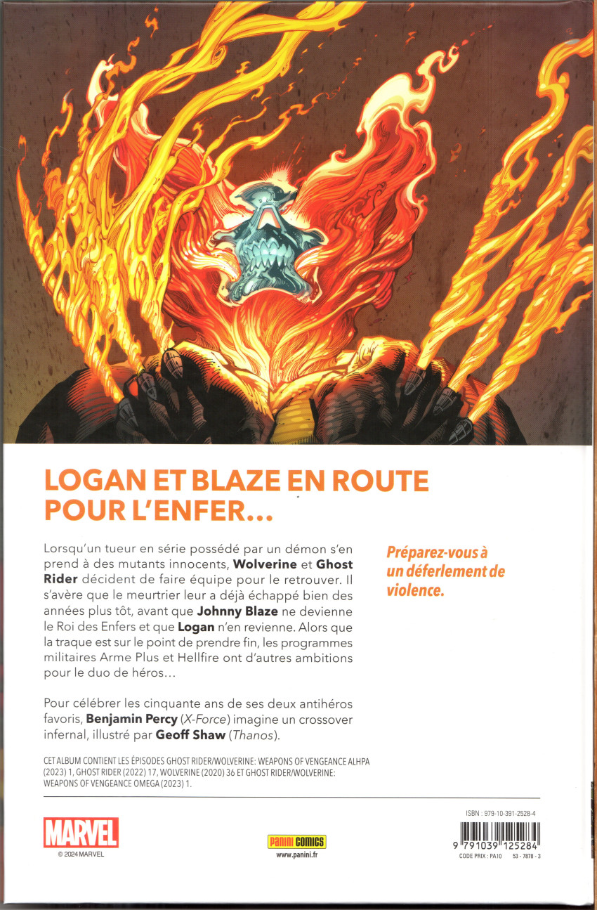 Verso de l'album Ghost Rider / Wolverine Les armes de la vengeance