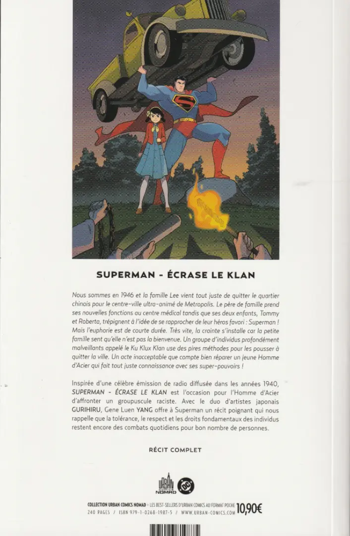 Verso de l'album Superman écrase le Klan