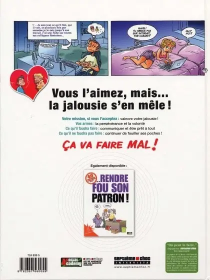 Verso de l'album 40 techniques imparables pour... Vaincre sa jalousie !