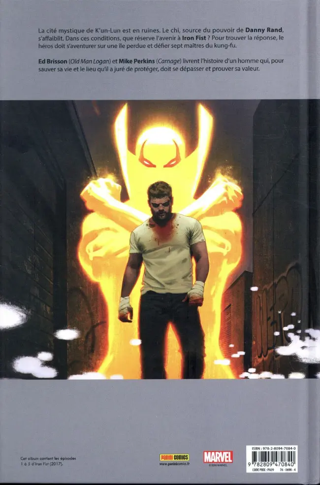 Verso de l'album Iron Fist Tome 1 L'Épreuve des sept maîtres