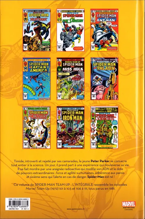 Verso de l'album Spider-Man Team-Up Tome 8 1981