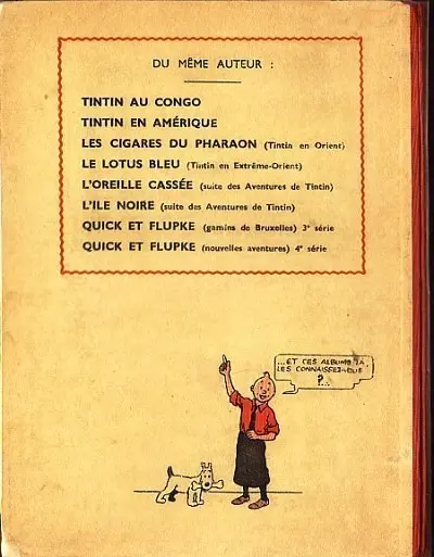 Verso de l'album Tintin Tome 8 Le sceptre d'Ottokar