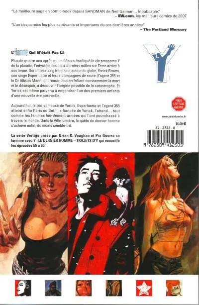 Verso de l'album Y le dernier homme Tome 10 Trajets d'Y