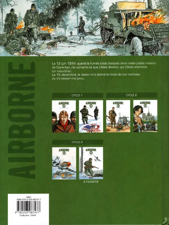 Verso de l'album Airborne 44 Tome 1 Là où tombent les hommes