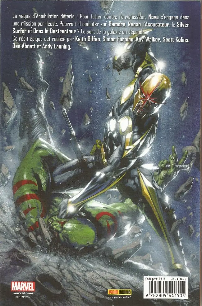 Verso de l'album Annihilation Tome 1 Au Commencement