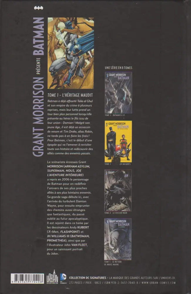 Verso de l'album Batman Tome 1 L'Héritage maudit