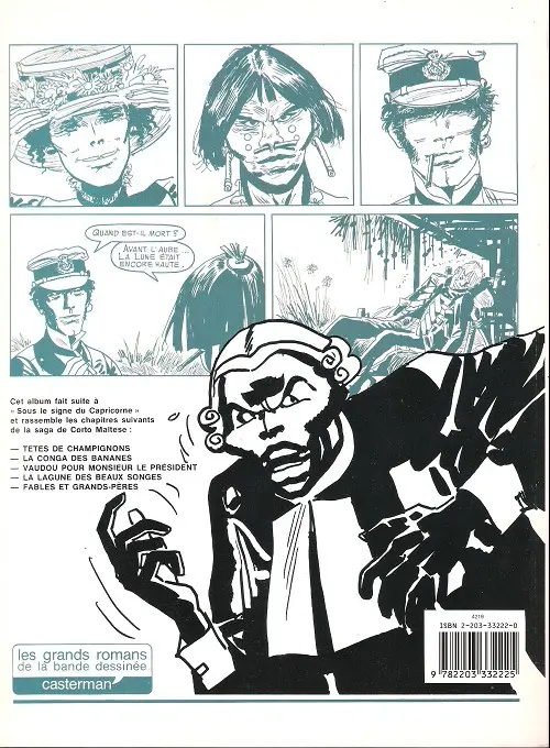 Verso de l'album Corto Maltese Tome 5 Toujours un peu plus loin