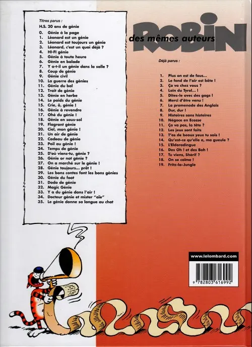 Verso de l'album Léonard Tome 1 Léonard est un génie