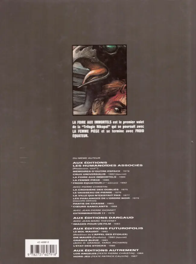Verso de l'album Nikopol Tome 1 La foire aux immortels